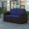 Emma And Oliver Faux Rattan Loveseat With All-Weather Cushions