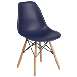 Emma And Oliver Plastic Accent Dining Chair With Wooden Legs -Emma And Oliver GUEST 88bc8ee5 936f 46d9 9271 58248565c880