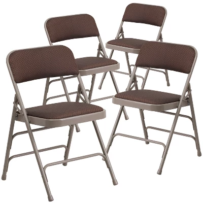 Emma And Oliver 4 Pack Curved Triple Braced & Double Hinged Fabric Upholstered Metal Folding Chair 3 Emma And Oliver 4 Pack Curved Triple Braced & Double Hinged Fabric Upholstered Metal Folding Chair - Image 3
