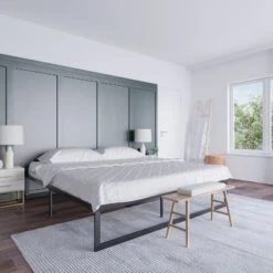 Emma And Oliver 14 Inch Twin Metal Platform Bed Frame/Steel Slat Support/No Box Spring Needed