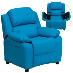 Emma And Oliver Deluxe Padded Contemporary Kids Recliner With Storage Arms -Emma And Oliver GUEST 899450a0 a0ff 4591 ac7e bc7740ad888b