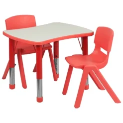 Emma And Oliver 21.875"W X 26.625"L Rectangular Plastic Height Adjustable Activity Table Set With 2 Chairs -Emma And Oliver GUEST 8a36345d 072f 4719 bbf7 8119f2d54b52