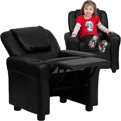 Emma And Oliver Contemporary Kids Recliner With Cup Holder And Headrest 3 Emma And Oliver Contemporary Kids Recliner With Cup Holder And Headrest - Image 3