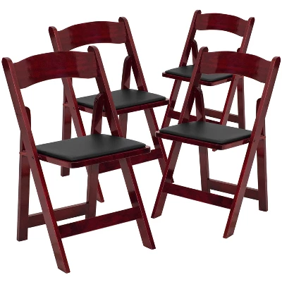 Emma And Oliver 4 Pack Wood Folding Chair With Vinyl Padded Seat 14 Emma And Oliver 4 Pack Wood Folding Chair With Vinyl Padded Seat - Image 14