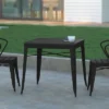 Emma And Oliver Modern Weather And Rust Resistant Black Steel Patio Table With Polyresin Top And Rounded Corners For Indoor And Outdoor Use
