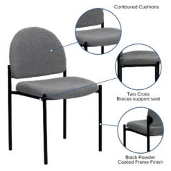 Emma And Oliver Comfort Stackable Steel Side Reception Chair -Emma And Oliver GUEST 8af3d94c 67e3 44f7 b880 28e8e962d534
