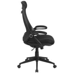 Emma And Oliver High Back Black Mesh Executive Swivel Office Chair With Flip-Up Arms -Emma And Oliver GUEST 8b52b357 10f3 48e2 8c86 cb64794ca0ff