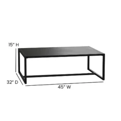 Emma And Oliver All-Weather Commercial Grade Indoor/Outdoor Steel Patio Coffee Table In Black -Emma And Oliver GUEST 8b6f50bf 5a6b 4bf9 acb3 7de276691da3