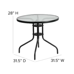 Emma And Oliver 31.5" Round Tempered Glass Metal Table -Emma And Oliver GUEST 8b93c3dc 5aea 4d49 adc1 10a623268a6b