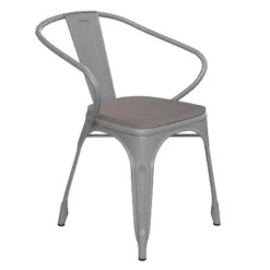 Emma And Oliver Metal Indoor-Outdoor Stacking Chair With Vertical Slat Back, Arms And All-Weather Polystyrene Seat -Emma And Oliver GUEST 8ba48dbe 93dd 4a22 a092 b88b001684c6