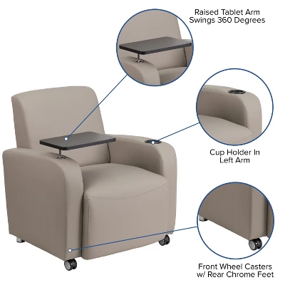 Emma And Oliver Tablet Arm Guest Chair With Front Wheel Casters And Cup Holder 2 Emma And Oliver Tablet Arm Guest Chair With Front Wheel Casters And Cup Holder - Image 2