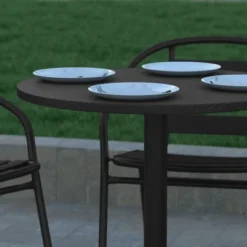 Emma And Oliver 27.5'' Round Aluminum Indoor-Outdoor Table With Base -Emma And Oliver GUEST 8c67a578 71ce 4454 87c1 e91a090cede5