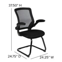 Emma And Oliver Black Mesh Sled Base Side Reception Guest Office Chair With Flip-Up Arms 15 Emma And Oliver Black Mesh Sled Base Side Reception Guest Office Chair With Flip-Up Arms -Emma And Oliver GUEST 8c6dc49d 3456 422f b5c1 313b7aa11187