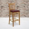 Emma And Oliver 2 Pack Vertical Slat Back Wooden Restaurant Barstool
