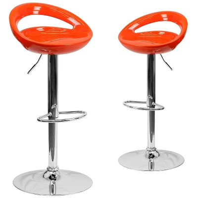 Emma And Oliver 2 Pack Contemporary Plastic Adjustable Height Barstool With Rounded Cutout Back And Chrome Base 16 Emma And Oliver 2 Pack Contemporary Plastic Adjustable Height Barstool With Rounded Cutout Back And Chrome Base - Image 16