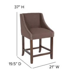 Emma And Oliver 24"H Transitional Walnut Counter Stool W/ Accent Nail Trim -Emma And Oliver GUEST 8e6b4967 14f1 4cc7 b3b6 ba624a82a204
