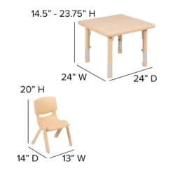 Emma And Oliver 24" Square Plastic Height Adjustable Activity Table Set With 2 Chairs -Emma And Oliver GUEST 8ed71b5b ffc0 4cd2 83c8 4463f30ce647
