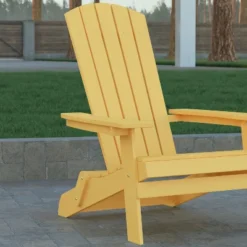 Emma And Oliver Set Of 4 Indoor/Outdoor Poly Resin Folding Adirondack Chairs, All-Weather Chairs For Porch, Patio, Or Sunroom -Emma And Oliver GUEST 8f0bec50 d3b4 40b2 901e 015b9b704804