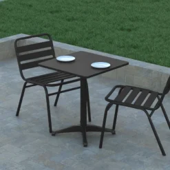 Emma And Oliver 23.5'' Square Aluminum Indoor-Outdoor Table With Base -Emma And Oliver GUEST 8ff3b7d1 b5dd 4c89 839b 7abb1388d6dc
