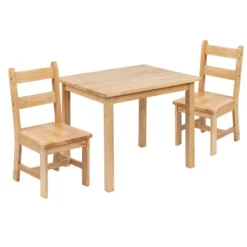 Emma And Oliver Kids 3 Piece Solid Hardwood Table And Chair Set For Playroom, Kitchen -Emma And Oliver GUEST 906f23c6 d3f0 472e aa20 cba3e96e665a