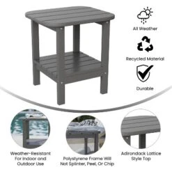Emma And Oliver Two Tier Polyresin Adirondack Side Table - All-Weather For Indoor/Outdoor Use -Emma And Oliver GUEST 90c5eef7 46e7 44ac aa04 eef14b6fc2f3