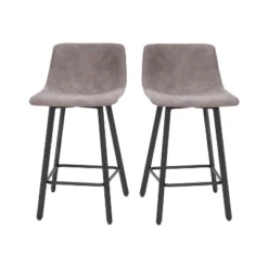 Emma And Oliver Set Of Two 24" Modern Upholstered Barstools, Matte Metal Frames And Plastic Floor Glides -Emma And Oliver GUEST 90cdcb08 80dd 4fc8 ba54 d0d0c0d775d1