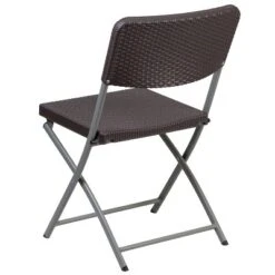 Emma And Oliver 6 Pack Brown Rattan Plastic Folding Chair With Gray Frame - Event Chair -Emma And Oliver GUEST 90db2bba 09c6 44c7 bebd 84246acc7315