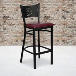 Emma And Oliver Black Coffee Back Metal Restaurant Dining Barstool