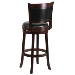 Emma And Oliver 29"H Panel Back Cappuccino Wood Swivel Seat Barstool -Emma And Oliver GUEST 912c9589 42cf 47ed 9e01 68c6ca118aae