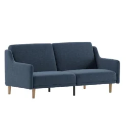 Emma And Oliver Plush Padded Upholstered Split Back Sofa Futon With Smooth Curved Removable Arms And Wooden Legs -Emma And Oliver GUEST 9273ed28 1d10 491a 8431 2c7b3d39bd70