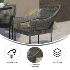 Emma And Oliver All-Weather Indoor/Outdoor Stacking Patio Dining Chairs With Steel Frame And Weather Resistant PE Rattan -Emma And Oliver GUEST 92fa2570 578d 4077 87e9 1e8334567ff0 1