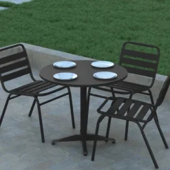 Emma And Oliver 31.5'' Round Aluminum Indoor-Outdoor Table With Base -Emma And Oliver GUEST 930099b6 0b13 4325 b562 881324526330