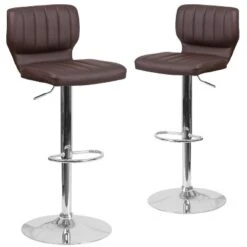 Emma And Oliver 2 Pack Contemporary Vinyl Adjustable Height Barstool With Vertical Stitch Back And Chrome Base -Emma And Oliver GUEST 93fcf1e8 ccbf 4d72 b40c 8dddc54a9325