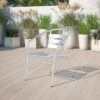 Emma And Oliver Aluminum Indoor-Outdoor Stack Chair With Triple Slat Back And Arms