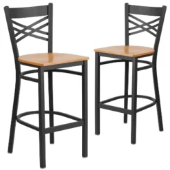 Emma And Oliver 2 Pack "X" Back Metal Restaurant Barstool -Emma And Oliver GUEST 949c8880 1675 4cca 88d2 c2f8a24df41b