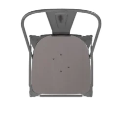 Emma And Oliver Clear Coated Metal Stool With Backrest And Polyresin Seat For Indoor Use Only -Emma And Oliver GUEST 94b63137 502a 4f82 a946 6d29c22c67e0