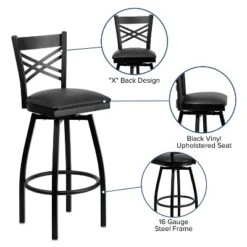 Emma And Oliver Black "X" Back Swivel Metal Restaurant Dining Barstool 22 Emma And Oliver Black "X" Back Swivel Metal Restaurant Dining Barstool -Emma And Oliver GUEST 94bb9833 4b48 4b4d 89dc e470fe4db6be