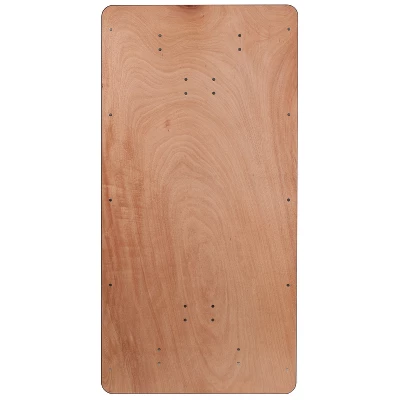 Emma And Oliver 6-Foot Rectangular Wood Folding Banquet Table With Clear Coated Finished Top 7 Emma And Oliver 6-Foot Rectangular Wood Folding Banquet Table With Clear Coated Finished Top - Image 7