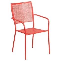 Emma And Oliver Commercial Grade Colorful Metal Patio Arm Chair With Square Back -Emma And Oliver GUEST 94ec9e88 44ed 4663 aa99 741f85b99b02