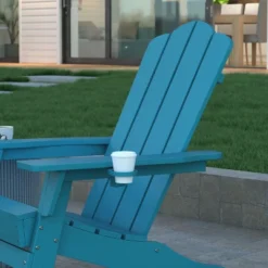Emma And Oliver Adirondack Chair With Cup Holder, Weather Resistant HDPE Adirondack Chair -Emma And Oliver GUEST 9624372c 2e40 4728 af2e b8e7be100b92
