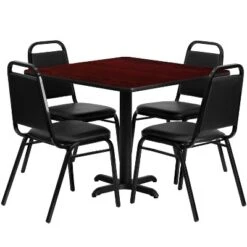 Emma And Oliver 36" Square Laminate X-Base Table Set With 4 Banquet Chairs -Emma And Oliver GUEST 96f93265 6afc 49c2 bd19 c4730d034e7f