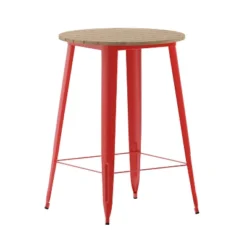 Emma And Oliver Indoor/Outdoor Bar Top Table, 30" Round All Weather Poly Resin Top With Steel Base -Emma And Oliver GUEST 97092c0c ca2f 4568 8643 b51199b31e73