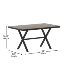 Emma And Oliver 59" X 35.5" Outdoor X-Frame Dining Table With Faux Teak Poly Slat Top And Metal Frame -Emma And Oliver GUEST 97521111 640a 4e1b b923 61c915cca92b