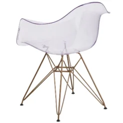 Emma And Oliver 2 Pack Transparent Side Chair With Arms And Gold Base - Accent & Side Chair -Emma And Oliver GUEST 9767478a e911 4447 bf4f d10416107d71