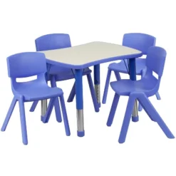 Emma And Oliver 21.875"W X 26.625"L Rectangular Plastic Height Adjustable Activity Table Set With 4 Chairs -Emma And Oliver GUEST 977d3e92 e808 44ad 97a5 2c9e3cab0255