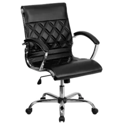 Emma And Oliver Mid-Back Designer Executive Swivel Arm Office Chair With Chrome Base -Emma And Oliver GUEST 9785a3a0 5e10 4f5f bf84 bdea22d1c4dc