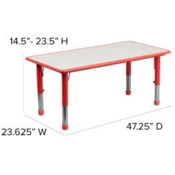 Emma And Oliver 23.625"W X 47.25"L Rectangular Plastic Height Adjustable Activity Table Set With 4 Chairs -Emma And Oliver GUEST 985b2c87 f7fd 4562 9d4d 05cb5f954032