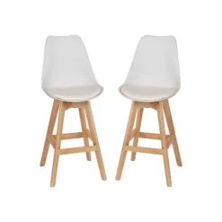 Emma And Oliver Set Of Two Upholstered Dining Stools With Matching Attached Seat And Wood Frame -Emma And Oliver GUEST 987e1647 bd61 4284 94fe b716ef507f5f