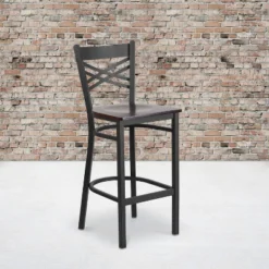 Emma And Oliver 2 Pack "X" Back Metal Restaurant Barstool