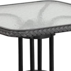 Emma And Oliver 28" Square Tempered Glass Metal Table With Rattan Edging 13 Emma And Oliver 28" Square Tempered Glass Metal Table With Rattan Edging -Emma And Oliver GUEST 9922f9b4 b070 48dd 9175 7612ee06a35c